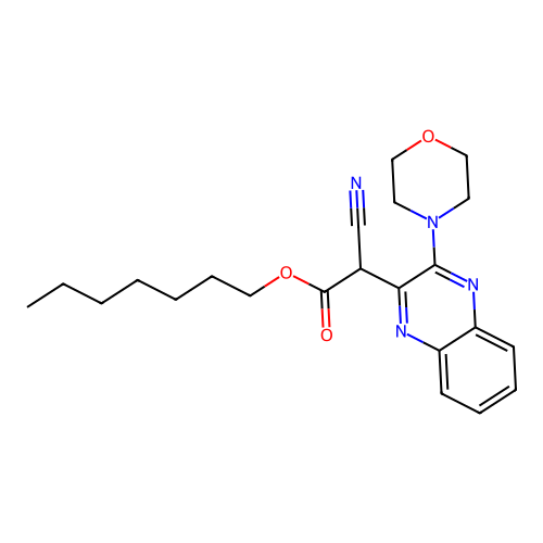 Heptyl 2-cyano-2-(3-morpholin-4-ylquinoxalin-2-yl)acetate structure
