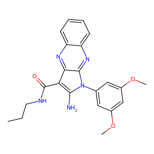 2-amino-1-(3,5-dimethoxyphenyl)-N-propyl-1H-pyrrolo[2,3-b]quinoxaline-3-carboxamide structure