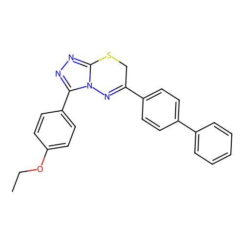 6-(biphenyl-4-yl)-3-(4-ethoxyphenyl)-7H-[1,2,4]triazolo[3,4-b][1,3,4]thiadiazine structure