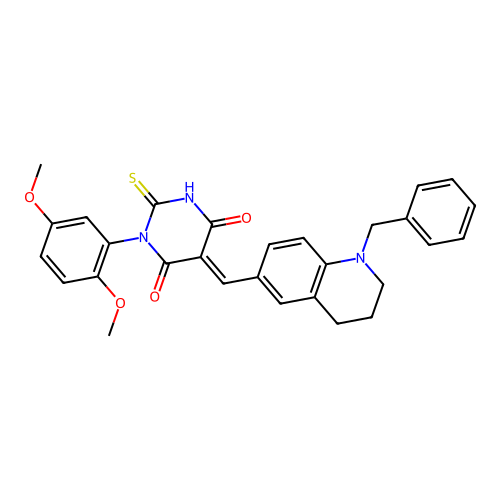 (5E)-5-[(1-benzyl-1,2,3,4-tetrahydroquinolin-6-yl)methylidene]-1-(2,5-dimethoxyphenyl)-2-thioxodihydropyrimidine-4,6(1H,5H)-dione structure