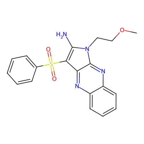 1-(2-methoxyethyl)-3-(phenylsulfonyl)-1H-pyrrolo[2,3-b]quinoxalin-2-amine structure