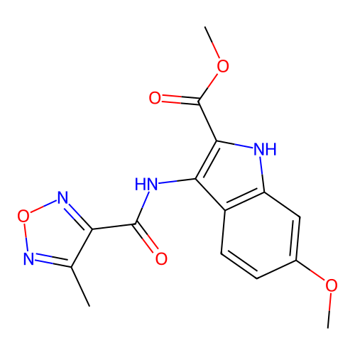 6-Methoxy-3-[(4-methyl-furazan-3-carbonyl)-amino]-1H-indole-2-carboxylic acid methyl ester structure