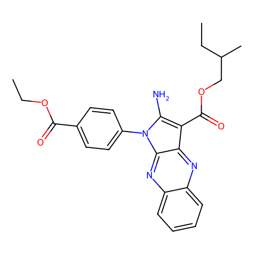 2-methylbutyl 2-amino-1-(4-ethoxycarbonylphenyl)pyrrolo[3,2-b]quinoxaline-3-carboxylate structure