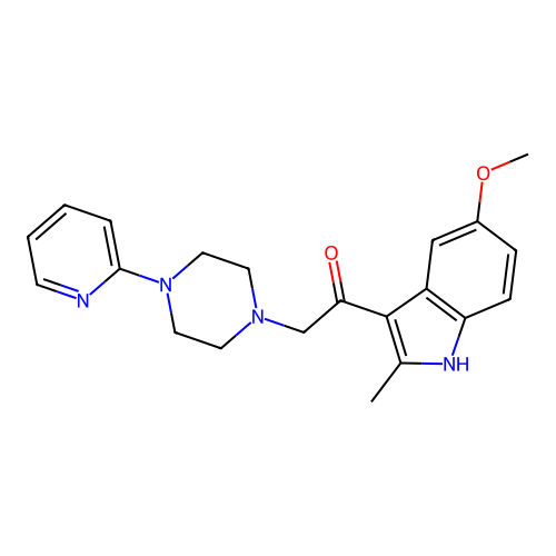 1-(5-methoxy-2-methyl-1H-indol-3-yl)-2-(4-pyridin-2-ylpiperazin-1-yl)ethanone structure