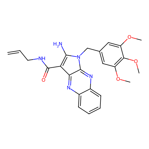N-allyl-2-amino-1-(3,4,5-trimethoxybenzyl)-1H-pyrrolo[2,3-b]quinoxaline-3-carboxamide structure