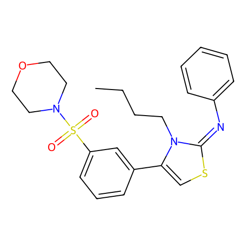 N-[(2E)-3-butyl-4-[3-(morpholin-4-ylsulfonyl)phenyl]-1,3-thiazol-2(3H)-ylidene]aniline structure