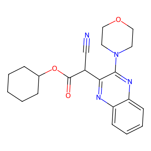 2-Cyano-2-[3-(4-morpholinyl)-2-quinoxalinyl]acetic acid cyclohexyl ester structure