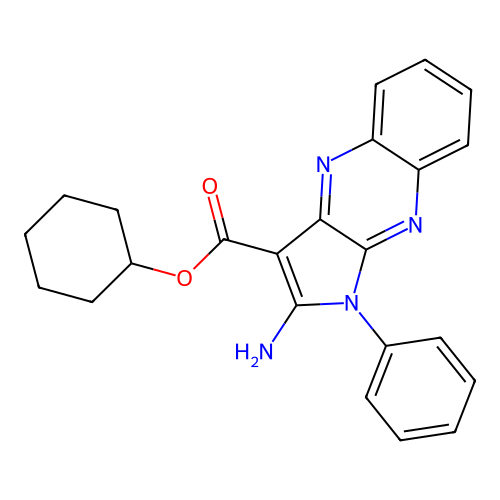 cyclohexyl 2-amino-1-phenyl-1H-pyrrolo[2,3-b]quinoxaline-3-carboxylate structure