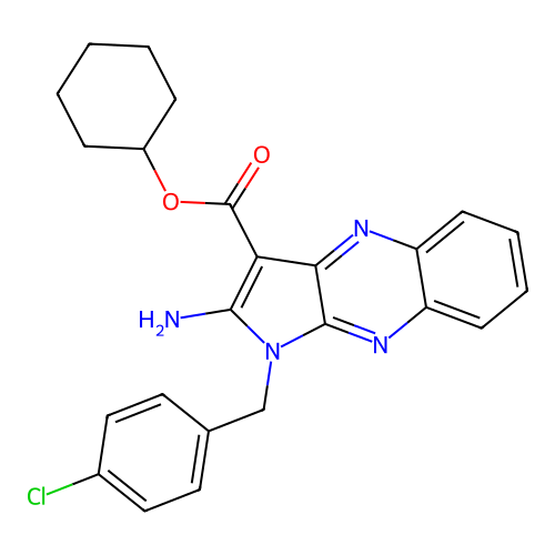 cyclohexyl 2-amino-1-(4-chlorobenzyl)-1H-pyrrolo[2,3-b]quinoxaline-3-carboxylate structure