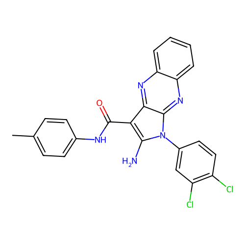2-amino-1-(3,4-dichlorophenyl)-N-(4-methylphenyl)-1H-pyrrolo[2,3-b]quinoxaline-3-carboxamide structure