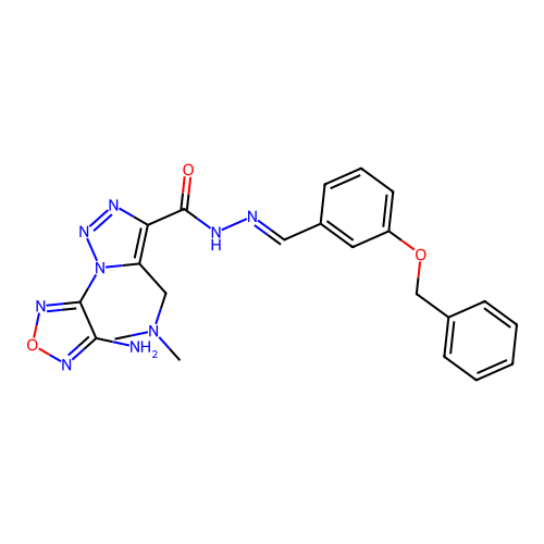 (E)-1-(4-amino-1,2,5-oxadiazol-3-yl)-N'-(3-(benzyloxy)benzylidene)-5-((dimethylamino)methyl)-1H-1,2,3-triazole-4-carbohydrazide structure