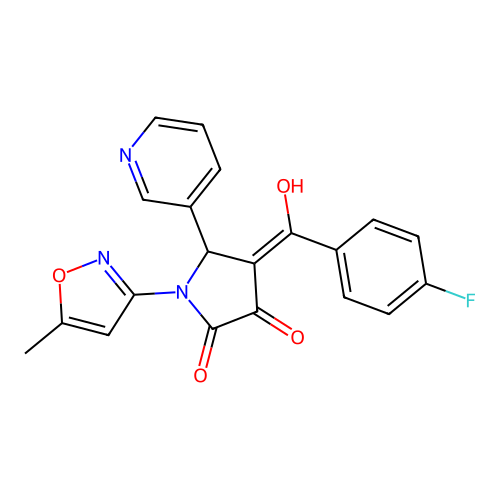 4-(4-fluorobenzoyl)-3-hydroxy-1-(5-methyl-1,2-oxazol-3-yl)-5-(pyridin-3-yl)-2,5-dihydro-1H-pyrrol-2-one structure