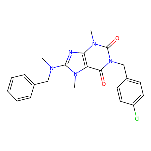 8-(benzyl(methyl)amino)-1-(4-chlorobenzyl)-3,7-dimethyl-1H-purine-2,6(3H,7H)-dione structure