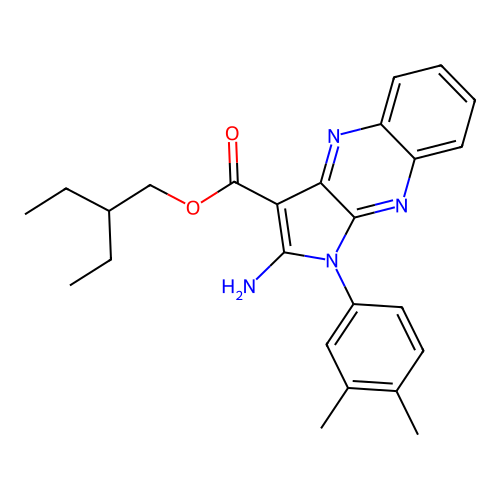 2-ethylbutyl 2-amino-1-(3,4-dimethylphenyl)-1H-pyrrolo[2,3-b]quinoxaline-3-carboxylate structure