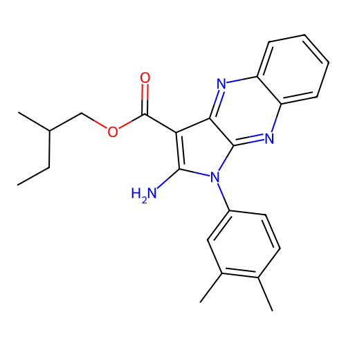 2-methylbutyl 2-amino-1-(3,4-dimethylphenyl)-1H-pyrrolo[2,3-b]quinoxaline-3-carboxylate structure