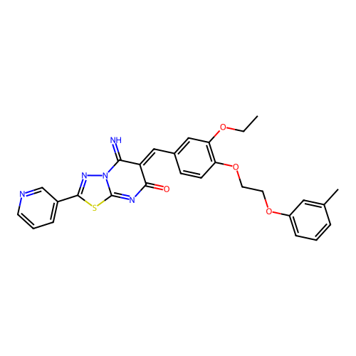 (Z)-6-(3-ethoxy-4-(2-(m-tolyloxy)ethoxy)benzylidene)-5-imino-2-(pyridin-3-yl)-5H-[1,3,4]thiadiazolo[3,2-a]pyrimidin-7(6H)-one structure