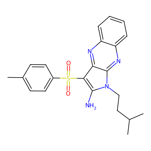 1-(3-Methylbutyl)-3-(4-methylphenyl)sulfonylpyrrolo[3,2-b]quinoxalin-2-amine structure