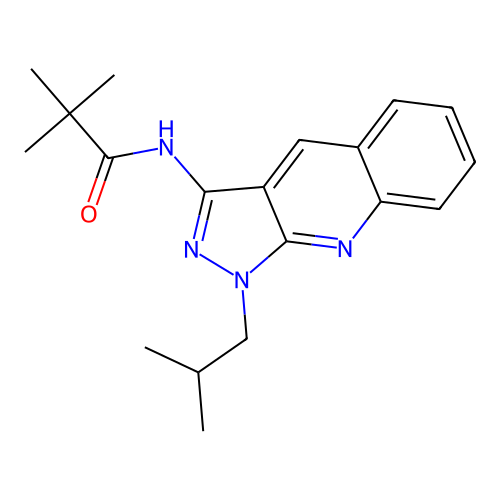 2,2-dimethyl-N-[1-(2-methylpropyl)pyrazolo[3,4-b]quinolin-3-yl]propanamide structure