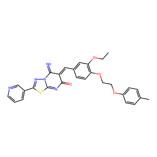 (Z)-6-(3-ethoxy-4-(2-(p-tolyloxy)ethoxy)benzylidene)-5-imino-2-(pyridin-3-yl)-5H-[1,3,4]thiadiazolo[3,2-a]pyrimidin-7(6H)-one structure