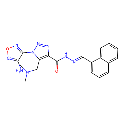 (E)-1-(4-amino-1,2,5-oxadiazol-3-yl)-5-((dimethylamino)methyl)-N'-(naphthalen-1-ylmethylene)-1H-1,2,3-triazole-4-carbohydrazide structure