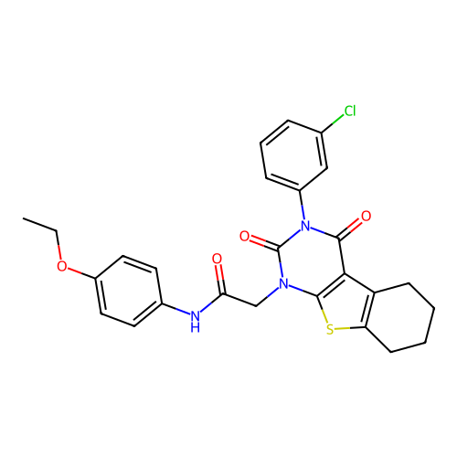 2-(3-(3-chlorophenyl)-2,4-dioxo-3,4,5,6,7,8-hexahydrobenzo[4,5]thieno[2,3-d]pyrimidin-1(2H)-yl)-N-(4-ethoxyphenyl)acetamide structure