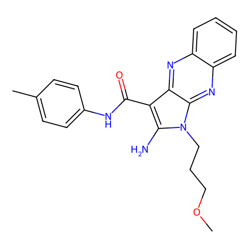 2-amino-1-(3-methoxypropyl)-N-(4-methylphenyl)-1H-pyrrolo[2,3-b]quinoxaline-3-carboxamide structure