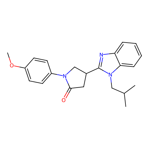 4-(1-isobutyl-1H-benzo[d]imidazol-2-yl)-1-(4-methoxyphenyl)pyrrolidin-2-one structure