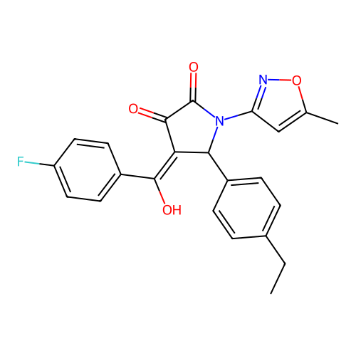 5-(4-ethylphenyl)-4-(4-fluorobenzoyl)-3-hydroxy-1-(5-methyl-1,2-oxazol-3-yl)-2,5-dihydro-1H-pyrrol-2-one structure