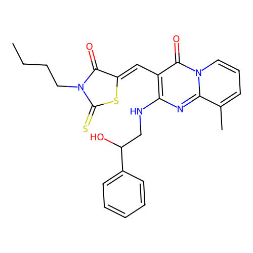 (Z)-3-butyl-5-((2-((2-hydroxy-2-phenylethyl)amino)-9-methyl-4-oxo-4H-pyrido[1,2-a]pyrimidin-3-yl)methylene)-2-thioxothiazolidin-4-one structure