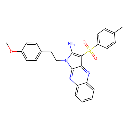 1-(4-methoxyphenethyl)-3-tosyl-1H-pyrrolo[2,3-b]quinoxalin-2-amine structure
