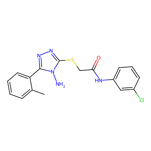 2-[4-amino-5-(2-methylphenyl)(1,2,4-triazol-3-ylthio)]-N-(3-chlorophenyl)aceta mide structure