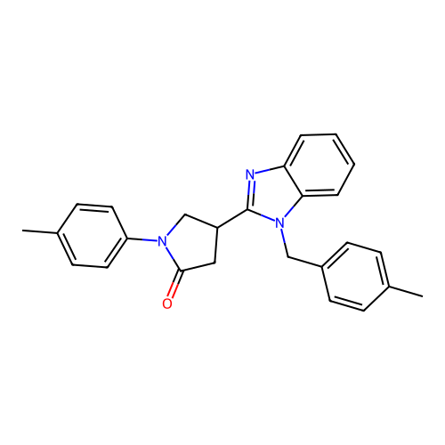 4-(1-(4-methylbenzyl)-1H-benzo[d]imidazol-2-yl)-1-(p-tolyl)pyrrolidin-2-one structure