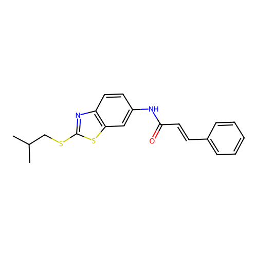 N-(2-(isobutylthio)benzo[d]thiazol-6-yl)cinnamamide structure
