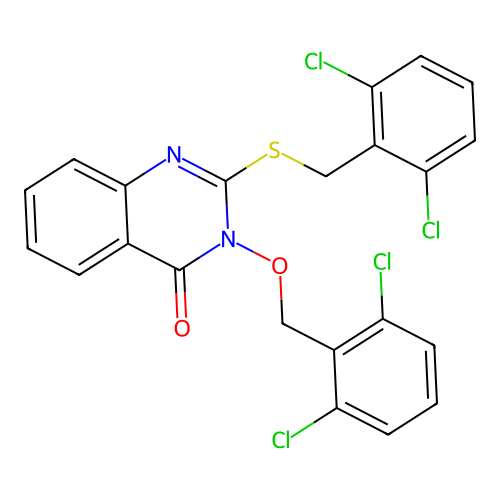 3-((2,6-dichlorobenzyl)oxy)-2-((2,6-dichlorobenzyl)thio)quinazolin-4(3H)-one structure