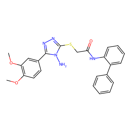 2-[4-amino-5-(3,4-dimethoxyphenyl)(1,2,4-triazol-3-ylthio)]-N-(2-phenylphenyl) acetamide structure
