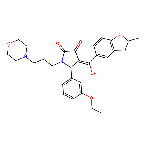 (4E)-5-(3-ethoxyphenyl)-4-[hydroxy-(2-methyl-2,3-dihydro-1-benzofuran-5-yl)methylidene]-1-(3-morpholin-4-ylpropyl)pyrrolidine-2,3-dione structure