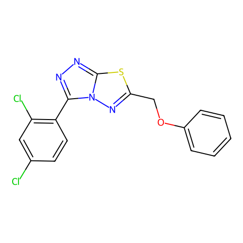 3-(2,4-dichlorophenyl)-6-(phenoxymethyl)-[1,2,4]triazolo[3,4-b][1,3,4]thiadiazole structure