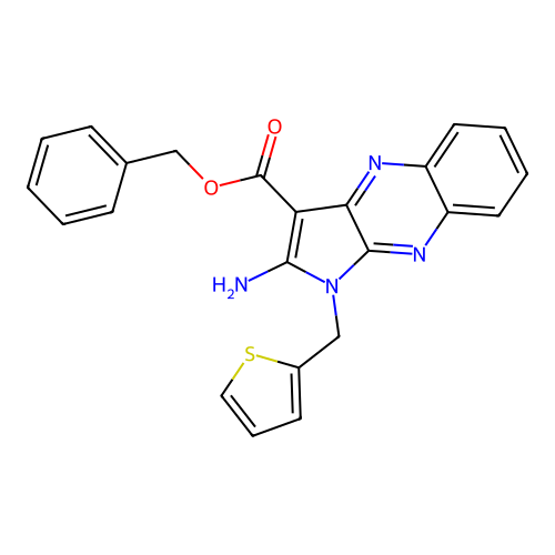 Benzyl 2-amino-1-(thiophen-2-ylmethyl)pyrrolo[3,2-b]quinoxaline-3-carboxylate structure