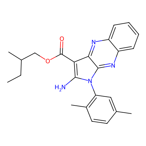 2-methylbutyl 2-amino-1-(2,5-dimethylphenyl)-1H-pyrrolo[2,3-b]quinoxaline-3-carboxylate structure