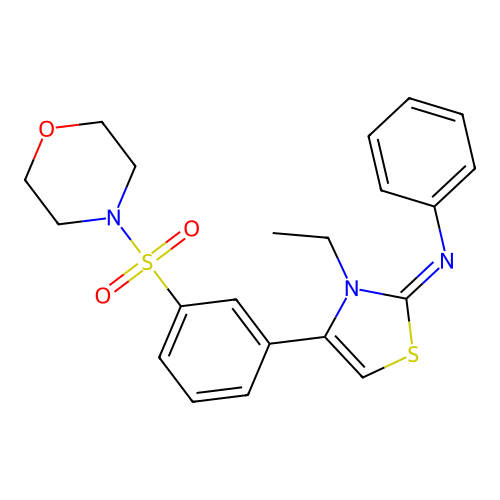 N-[(2E)-3-ethyl-4-[3-(morpholin-4-ylsulfonyl)phenyl]-1,3-thiazol-2(3H)-ylidene]aniline structure