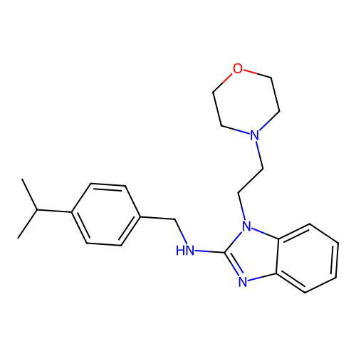 1-[2-(morpholin-4-yl)ethyl]-N-[4-(propan-2-yl)benzyl]-1H-benzimidazol-2-amine structure