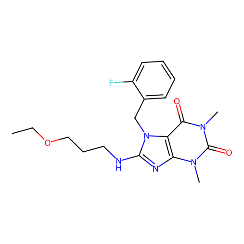 8-((3-ethoxypropyl)amino)-7-(2-fluorobenzyl)-1,3-dimethyl-1H-purine-2,6(3H,7H)-dione structure