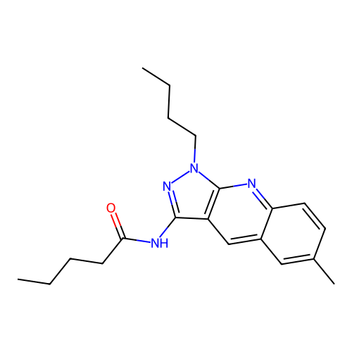 N-(1-butyl-6-methyl-1H-pyrazolo[3,4-b]quinolin-3-yl)pentanamide structure