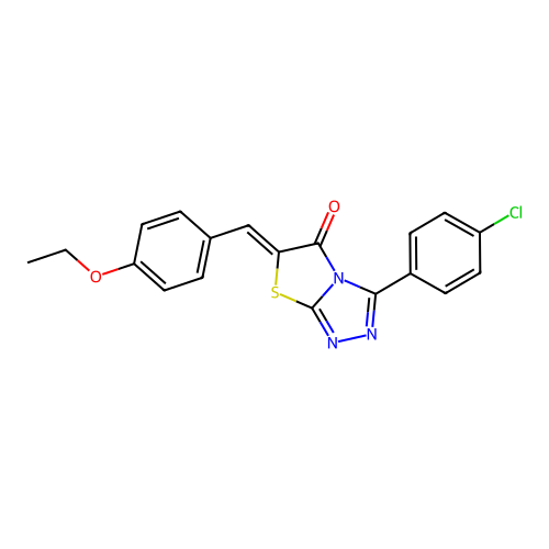 (Z)-3-(4-chlorophenyl)-6-(4-ethoxybenzylidene)thiazolo[2,3-c][1,2,4]triazol-5(6H)-one structure