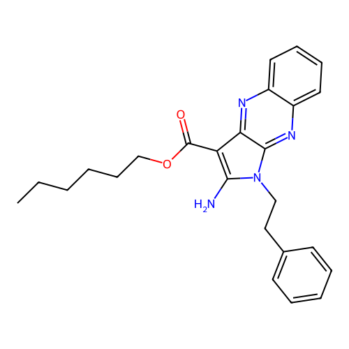 hexyl 2-amino-1-(2-phenylethyl)-1H-pyrrolo[2,3-b]quinoxaline-3-carboxylate structure