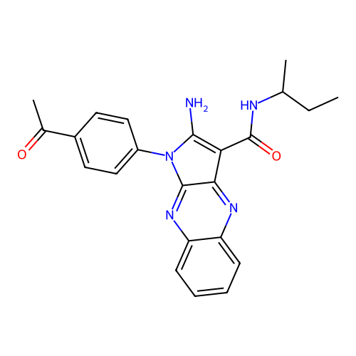 1-(4-acetylphenyl)-2-amino-N-(butan-2-yl)-1H-pyrrolo[2,3-b]quinoxaline-3-carboxamide structure