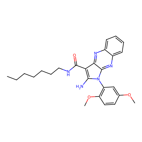 2-amino-1-(2,5-dimethoxyphenyl)-N-heptyl-1H-pyrrolo[2,3-b]quinoxaline-3-carboxamide structure