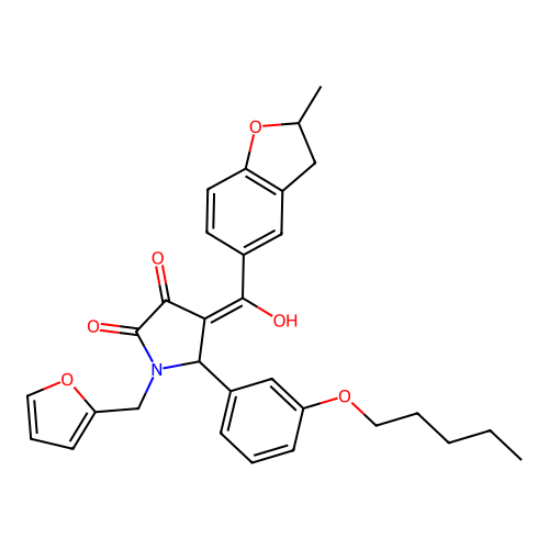 (4E)-1-(furan-2-ylmethyl)-4-[hydroxy(2-methyl-2,3-dihydro-1-benzofuran-5-yl)methylidene]-5-[3-(pentyloxy)phenyl]pyrrolidine-2,3-dione structure