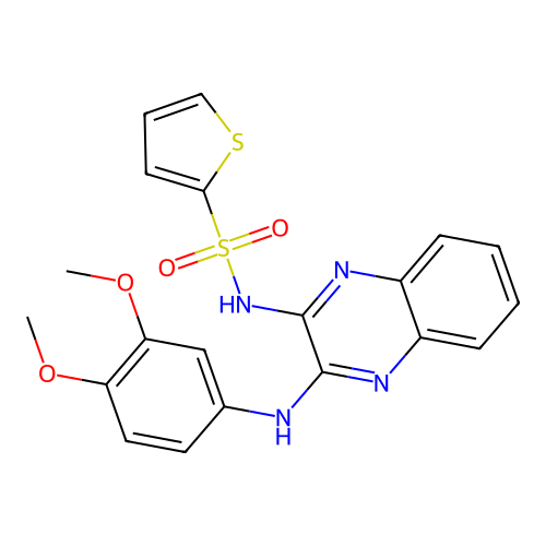 N-{3-[(3,4-dimethoxyphenyl)amino]quinoxalin-2-yl}thiophene-2-sulfonamide structure