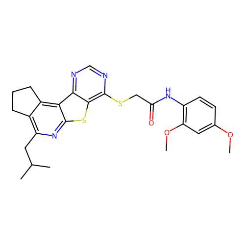 N-(2,4-dimethoxyphenyl)-2-((4-isobutyl-2,3-dihydro-1H-cyclopenta[4',5']pyrido[3',2':4,5]thieno[3,2-d]pyrimidin-7-yl)thio)acetamide structure